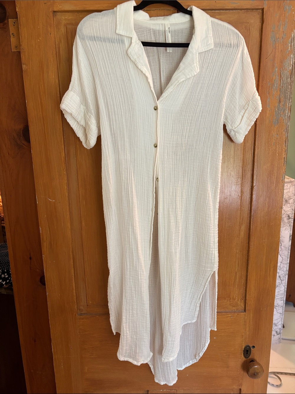 Anthropologie Cream Gauze Button-Up Blouse